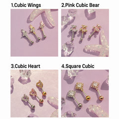 8th edition [16G/14G] Cute antenna helix body piercing cartilage piercing single ear 16G 14G collection 