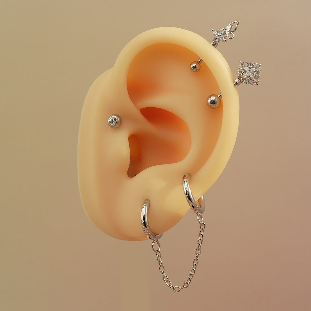 [All Surplice] Cubic Ball Basic (2 ขนาด) 16G/14G Body Piercing เจาะหลัง เจาะกระดูกอ่อน 