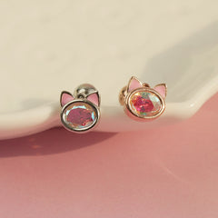 [サージカル]ピンク ネコ 顔 猫耳 (2Color) 16G/14G ボディピアス