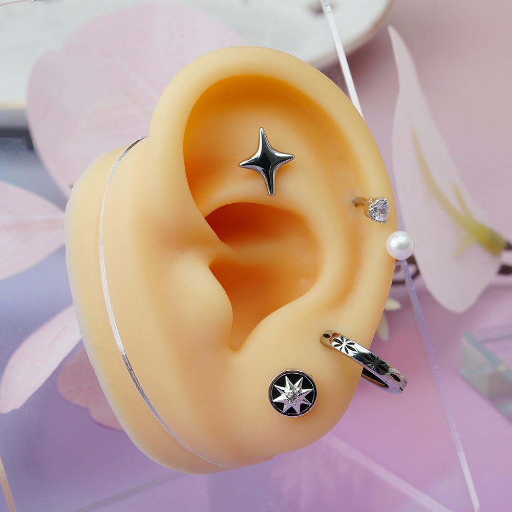 [ผ่าตัดทั้งหมด] เจาะหูด้วยริบบิ้นเส้นเดียว 20G สำหรับหูข้างเดียว 