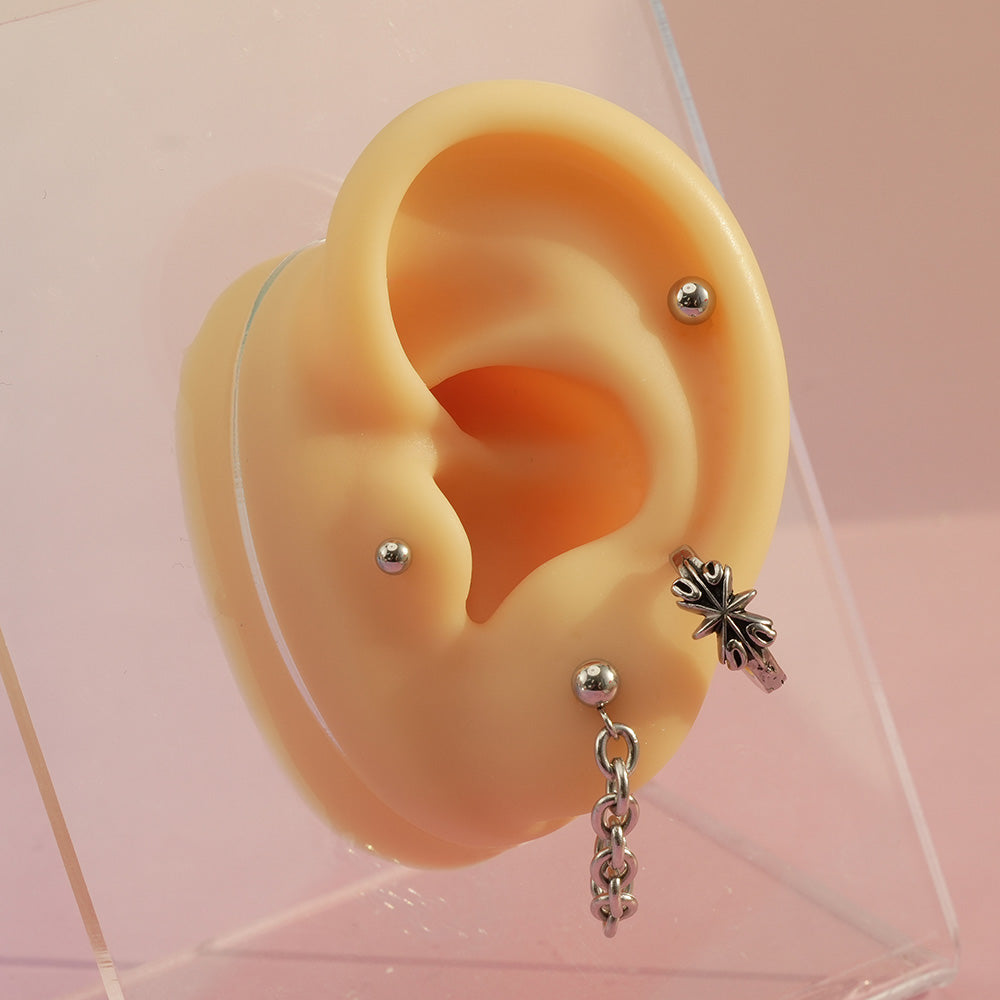 [ผ่าตัดทั้งหมด] เจาะหูด้วยริบบิ้นเส้นเดียว 20G สำหรับหูข้างเดียว 