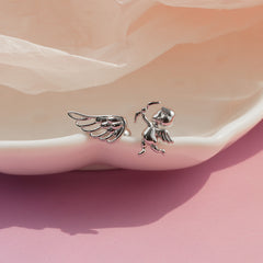 [サージカル]キューピッド＆ウィング モチーフ ピアス (2Type) 16G/14G 羽根 翼 モチーフ ボディピアス キャッチ 軟骨ピアス