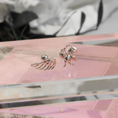 [サージカル]キューピッド＆ウィング モチーフ ピアス (2Type) 16G/14G 羽根 翼 モチーフ ボディピアス キャッチ 軟骨ピアス