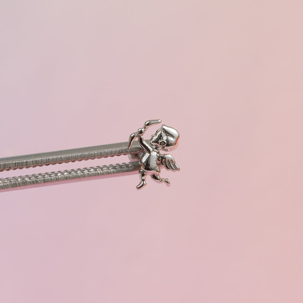 [サージカル]キューピッド＆ウィング モチーフ ピアス (2Type) 16G/14G 羽根 翼 モチーフ ボディピアス キャッチ 軟骨ピアス