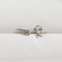 [サージカル]キューピッド＆ウィング モチーフ ピアス (2Type) 16G/14G 羽根 翼 モチーフ ボディピアス キャッチ 軟骨ピアス