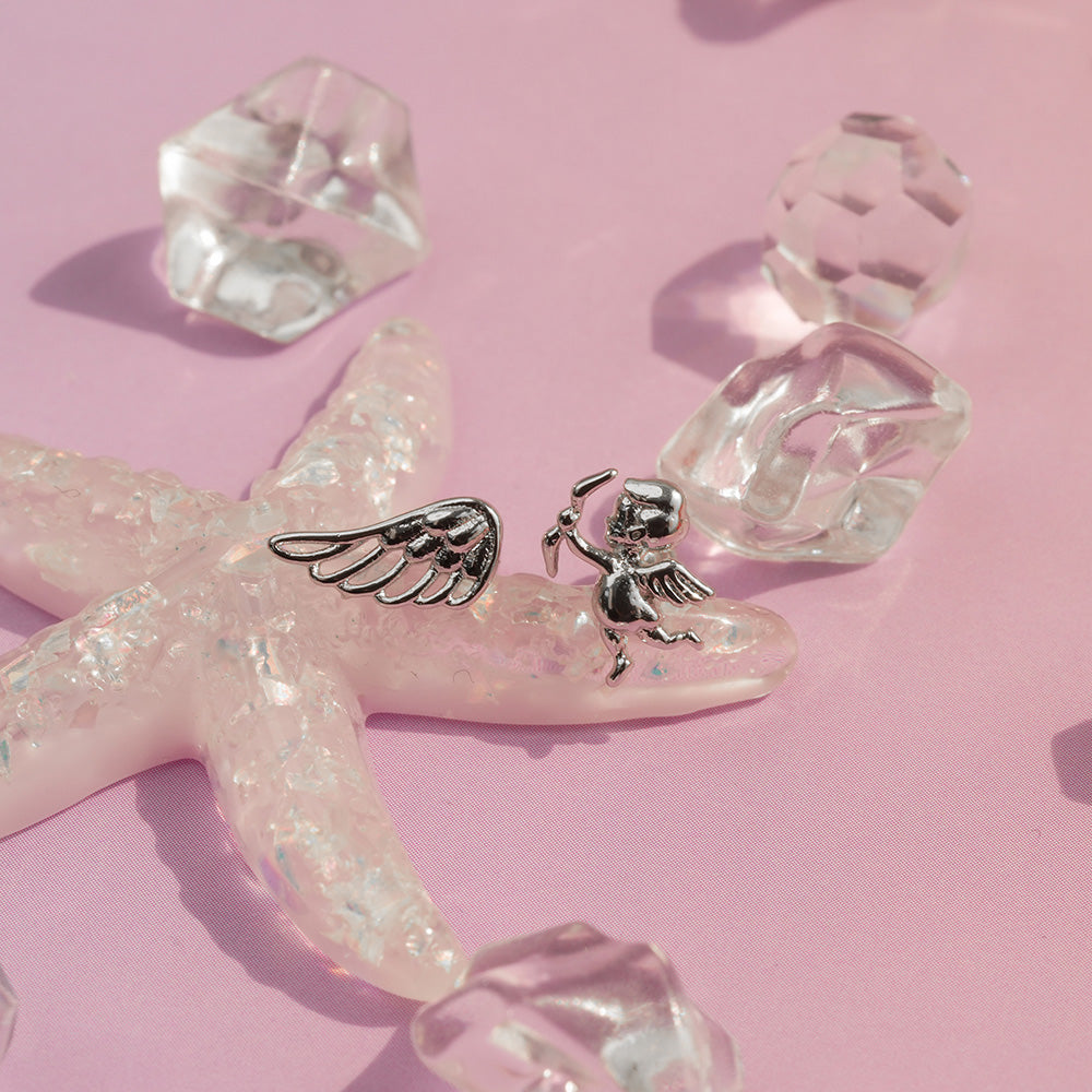 [サージカル]キューピッド＆ウィング モチーフ ピアス (2Type) 16G/14G 羽根 翼 モチーフ ボディピアス キャッチ 軟骨ピアス