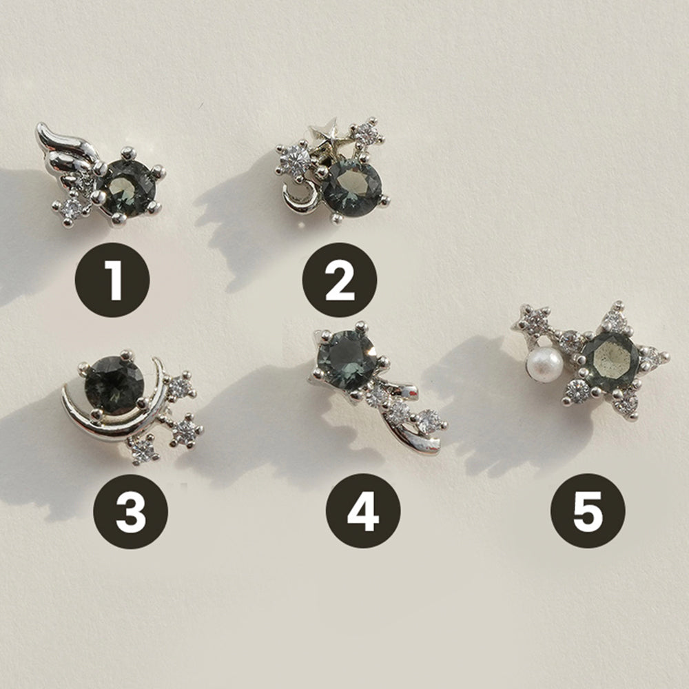 [サージカル]グレーストーン 流れ星 ピアス (5Type) 16G/14G ボディピアス コレクションキャッチ ピアッシング 軟骨ピアス