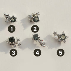[サージカル]グレーストーン 流れ星 ピアス (5Type) 16G/14G ボディピアス コレクションキャッチ ピアッシング 軟骨ピアス