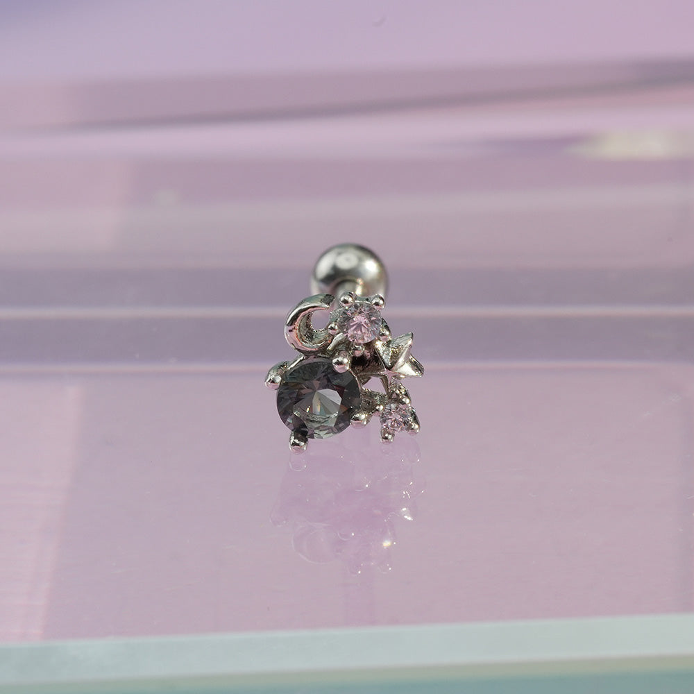 [サージカル]グレーストーン 流れ星 ピアス (5Type) 16G/14G ボディピアス コレクションキャッチ ピアッシング 軟骨ピアス