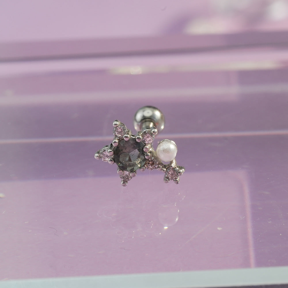 [サージカル]グレーストーン 流れ星 ピアス (5Type) 16G/14G ボディピアス コレクションキャッチ ピアッシング 軟骨ピアス