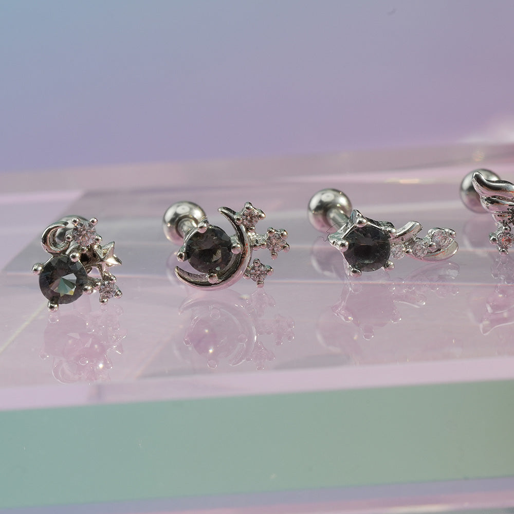 [サージカル]グレーストーン 流れ星 ピアス (5Type) 16G/14G ボディピアス コレクションキャッチ ピアッシング 軟骨ピアス