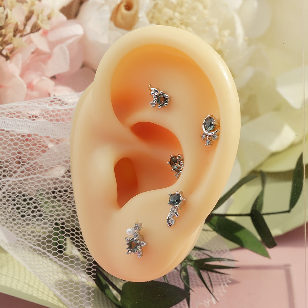 [サージカル]グレーストーン 流れ星 ピアス (5Type) 16G/14G ボディピアス コレクションキャッチ ピアッシング 軟骨ピアス
