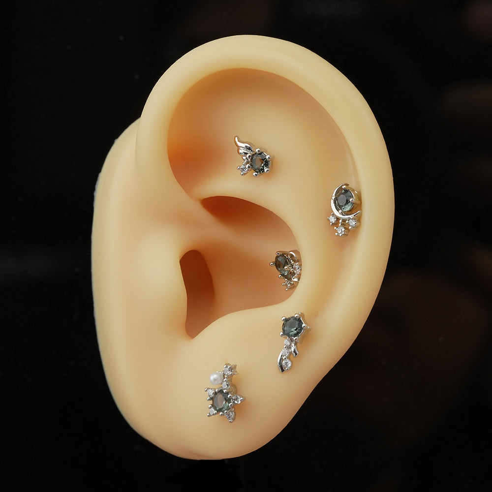 [サージカル]グレーストーン 流れ星 ピアス (5Type) 16G/14G ボディピアス コレクションキャッチ ピアッシング 軟骨ピアス