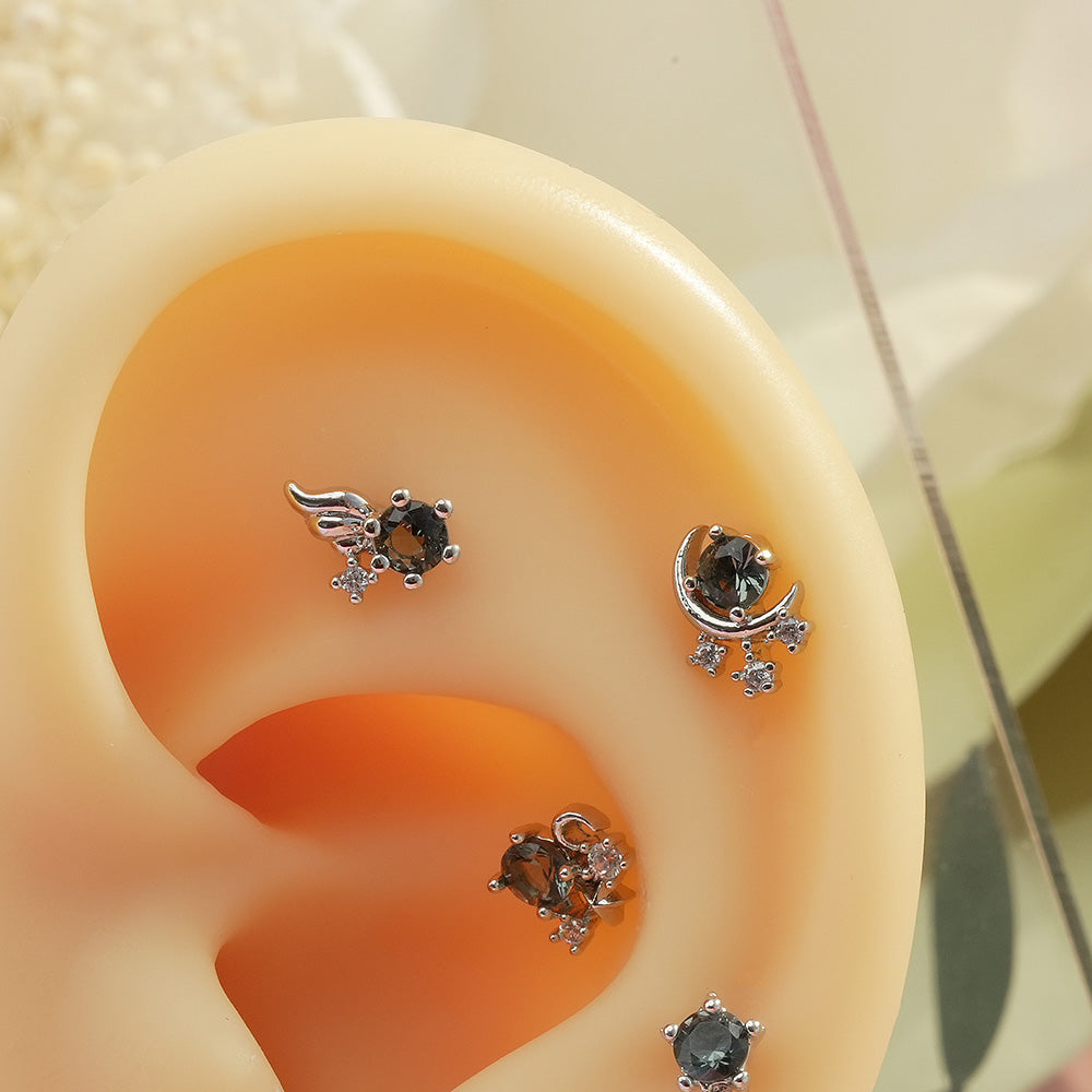 [サージカル]グレーストーン 流れ星 ピアス (5Type) 16G/14G ボディピアス コレクションキャッチ ピアッシング 軟骨ピアス
