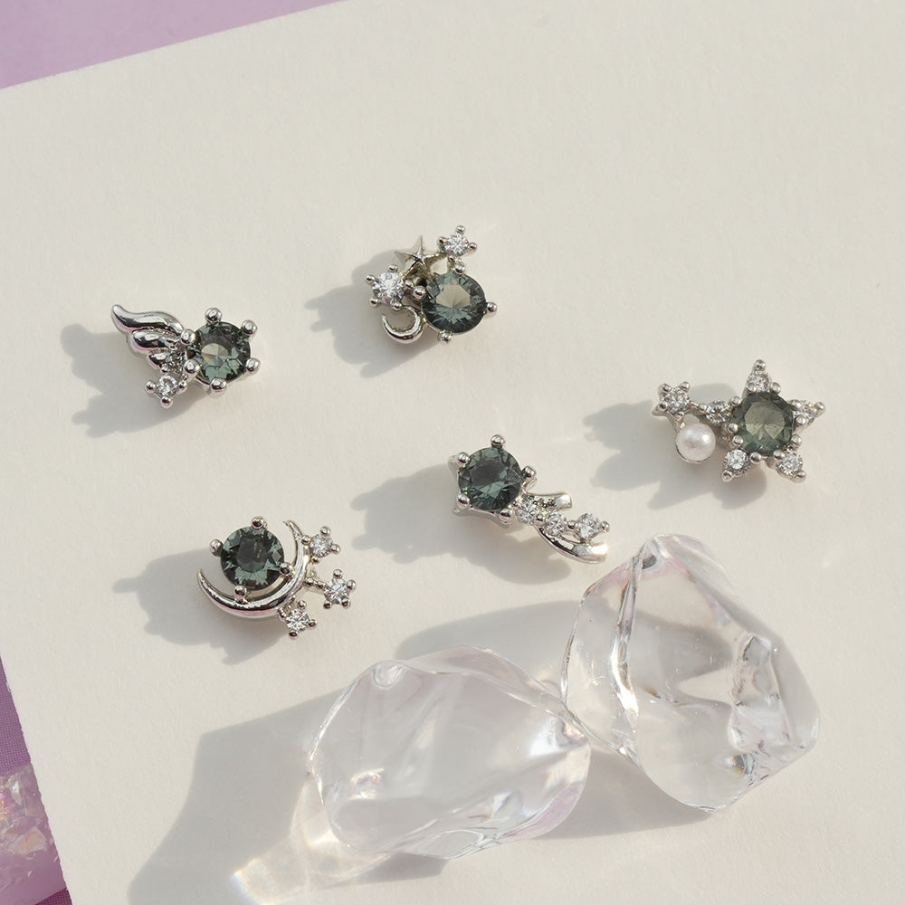 [サージカル]グレーストーン 流れ星 ピアス (5Type) 16G/14G ボディピアス コレクションキャッチ ピアッシング 軟骨ピアス