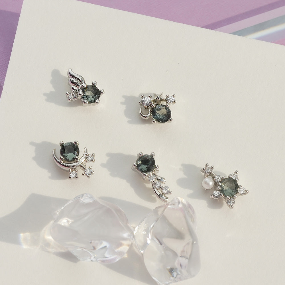 [サージカル]グレーストーン 流れ星 ピアス (5Type) 16G/14G ボディピアス コレクションキャッチ ピアッシング 軟骨ピアス