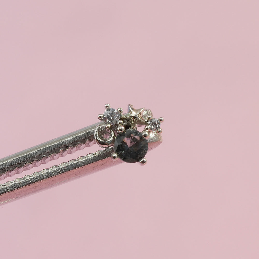 [サージカル]グレーストーン 流れ星 ピアス (5Type) 16G/14G ボディピアス コレクションキャッチ ピアッシング 軟骨ピアス