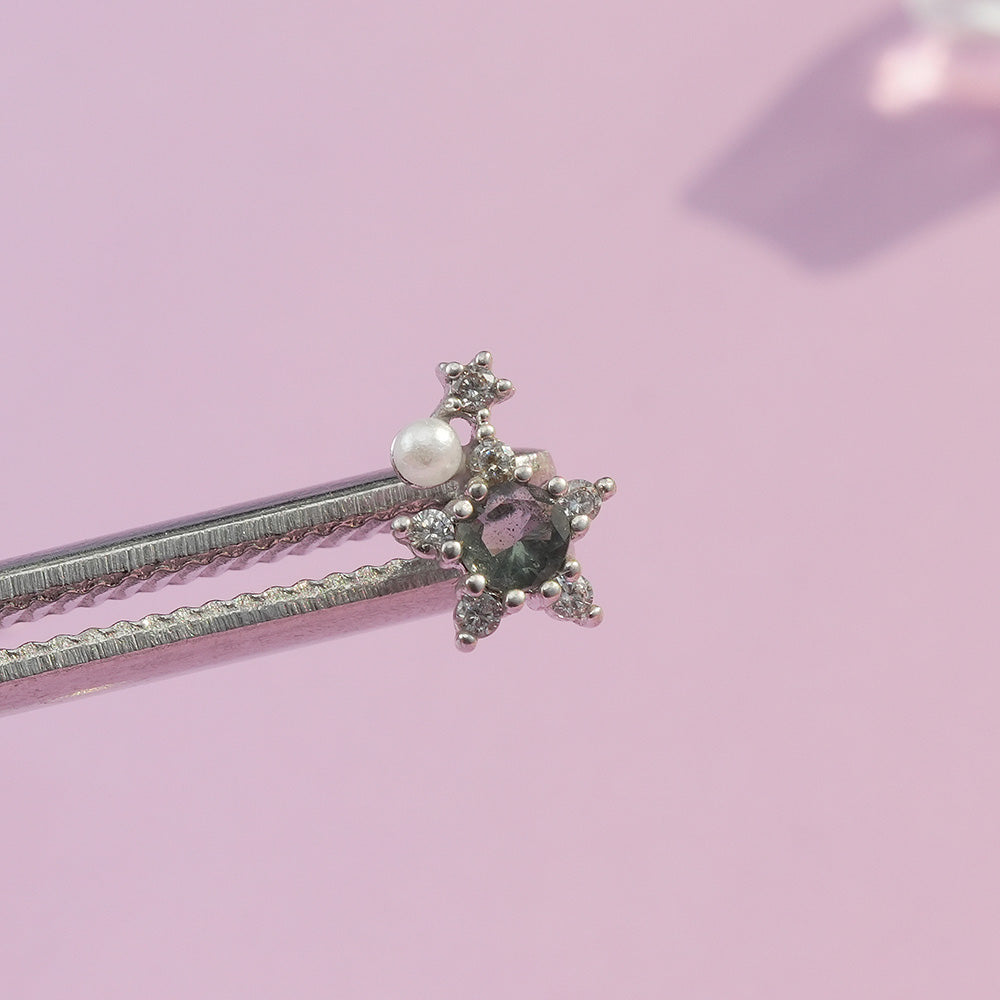 [サージカル]グレーストーン 流れ星 ピアス (5Type) 16G/14G ボディピアス コレクションキャッチ ピアッシング 軟骨ピアス