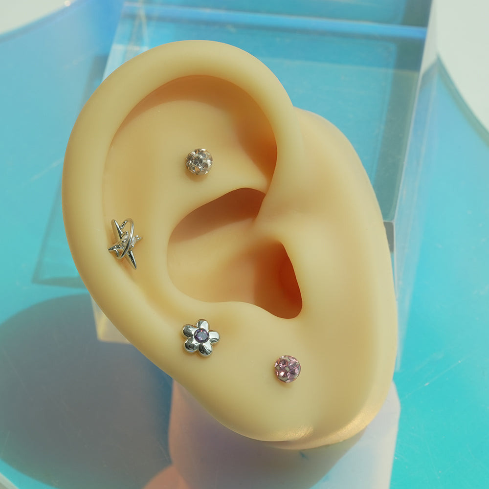 [サージカル]ジュエルボール キャッチ キュービックボール (7Color) 16G ボディピアス