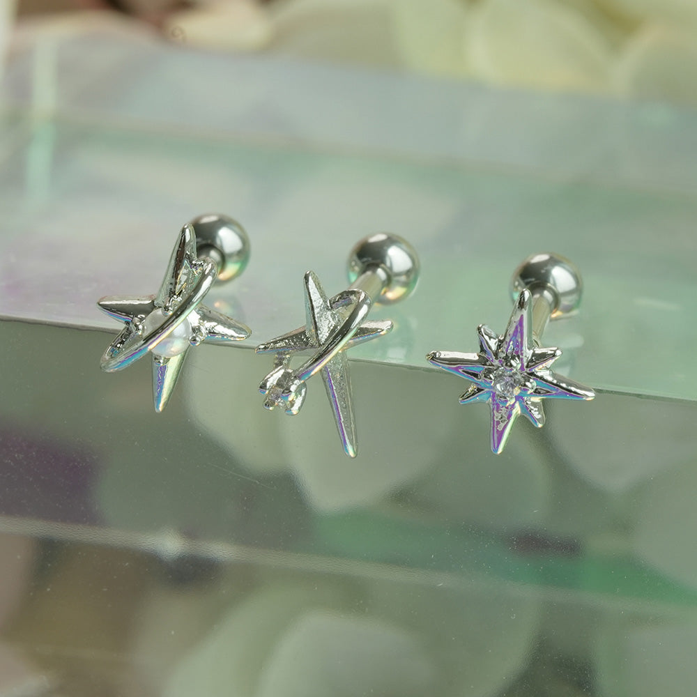 [サージカル]キュービック惑星バーベルピアス (3Type) 16G/14G コレクション ボディピアス キャッチ 軟骨ピアス