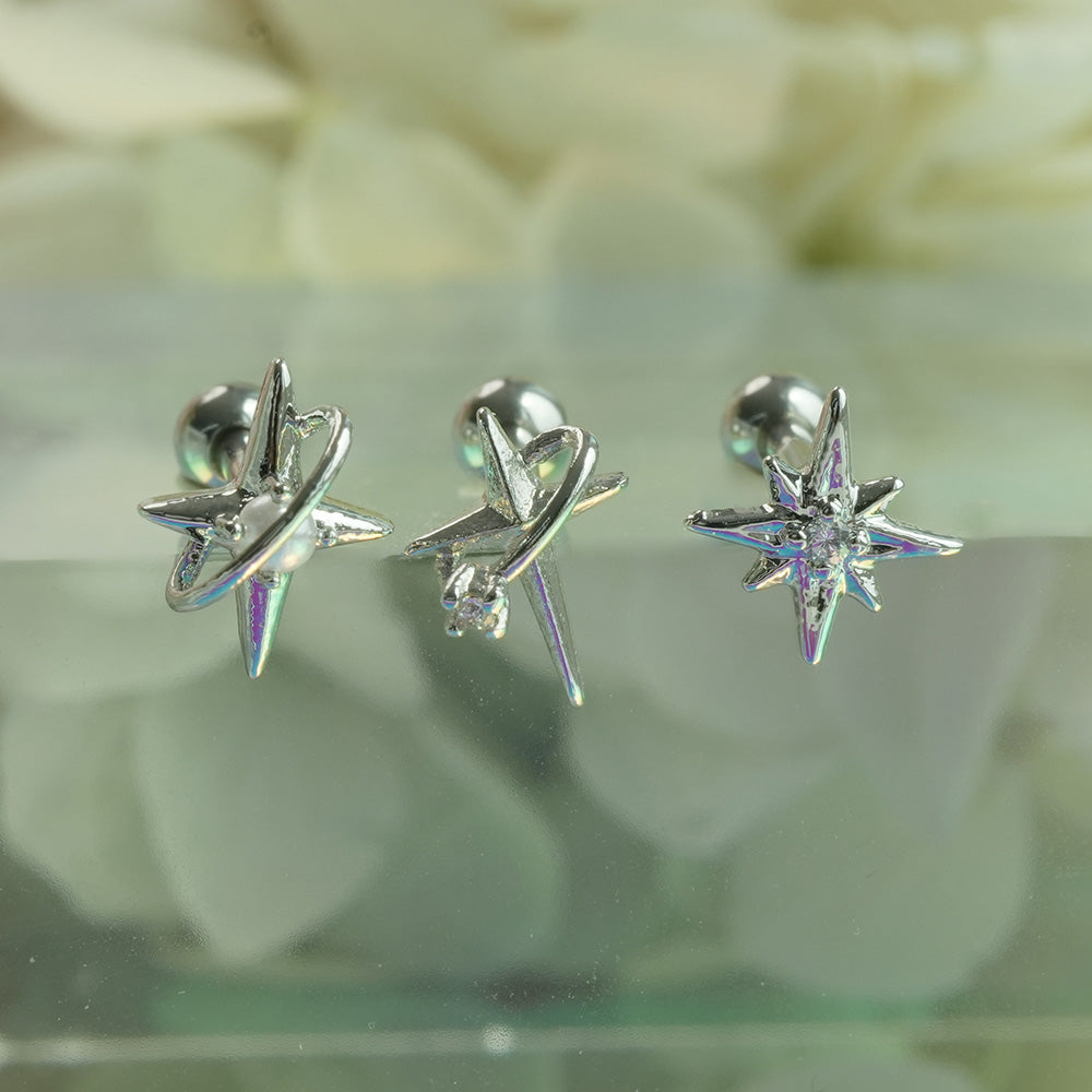 [サージカル]キュービック惑星バーベルピアス (3Type) 16G/14G コレクション ボディピアス キャッチ 軟骨ピアス