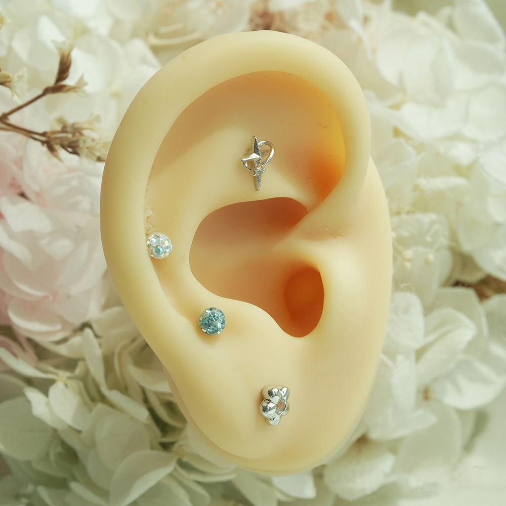 [サージカル]キュービック惑星バーベルピアス (3Type) 16G/14G コレクション ボディピアス キャッチ 軟骨ピアス