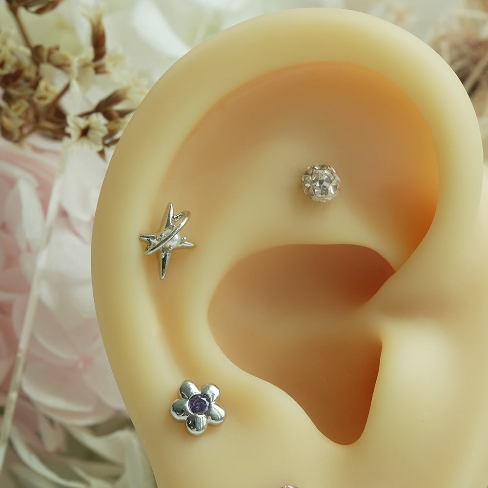 [サージカル]キュービック惑星バーベルピアス (3Type) 16G/14G コレクション ボディピアス キャッチ 軟骨ピアス