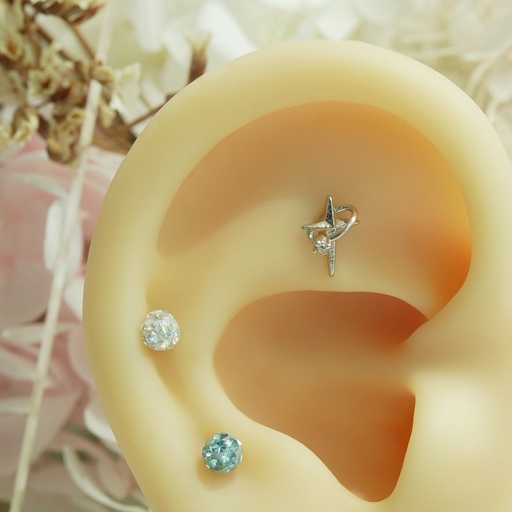 [サージカル]キュービック惑星バーベルピアス (3Type) 16G/14G コレクション ボディピアス キャッチ 軟骨ピアス