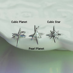 [サージカル]キュービック惑星バーベルピアス (3Type) 16G/14G コレクション ボディピアス キャッチ 軟骨ピアス