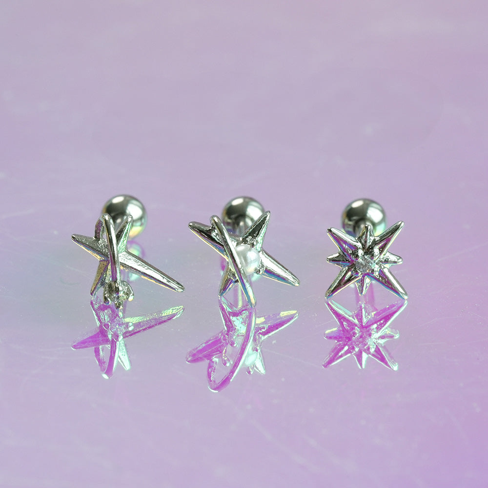 [サージカル]キュービック惑星バーベルピアス (3Type) 16G/14G コレクション ボディピアス キャッチ 軟骨ピアス