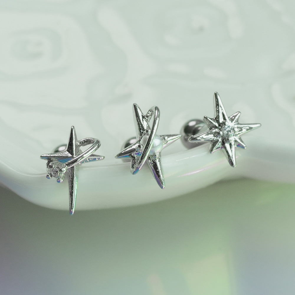 [サージカル]キュービック惑星バーベルピアス (3Type) 16G/14G コレクション ボディピアス キャッチ 軟骨ピアス