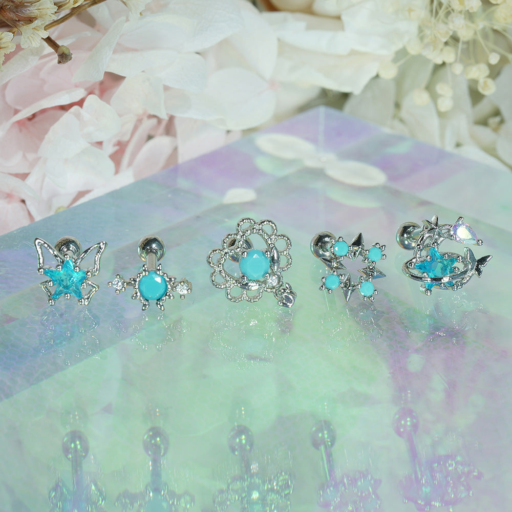 [Surgical] Simple Cubic Butterfly (4 Types) 16G/14G Body Piercing Collection เจาะหลัง เจาะกระดูกอ่อน 