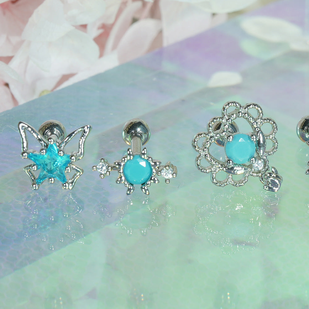 [Surgical] Simple Cubic Butterfly (4 Types) 16G/14G Body Piercing Collection เจาะหลัง เจาะกระดูกอ่อน 