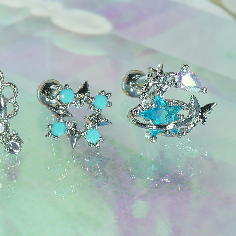 サージカル]アクアターコイズブルー ピアス (10Type) 16G/14G