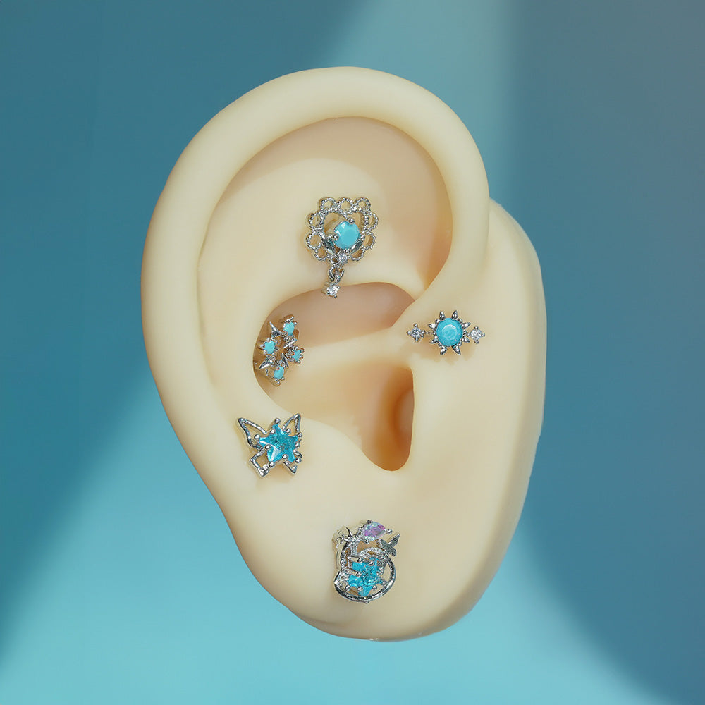 [Surgical] Simple Cubic Butterfly (4 Types) 16G/14G Body Piercing Collection เจาะหลัง เจาะกระดูกอ่อน 