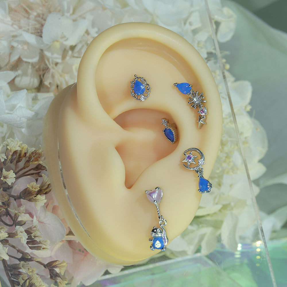 [Surgical] Simple Cubic Butterfly (4 Types) 16G/14G Body Piercing Collection เจาะหลัง เจาะกระดูกอ่อน 