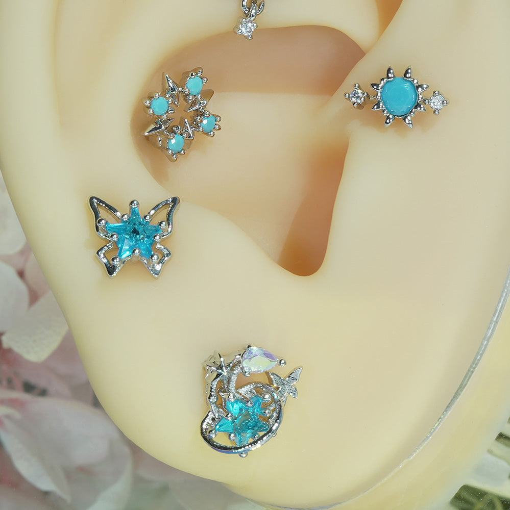 [Surgical] Simple Cubic Butterfly (4 Types) 16G/14G Body Piercing Collection เจาะหลัง เจาะกระดูกอ่อน 