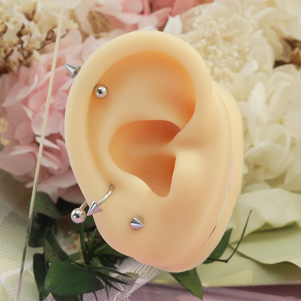 [全サージカル] スパイクバーベルピアス 16G ボール＆コーンバーベル ボディピアス キャッチ
