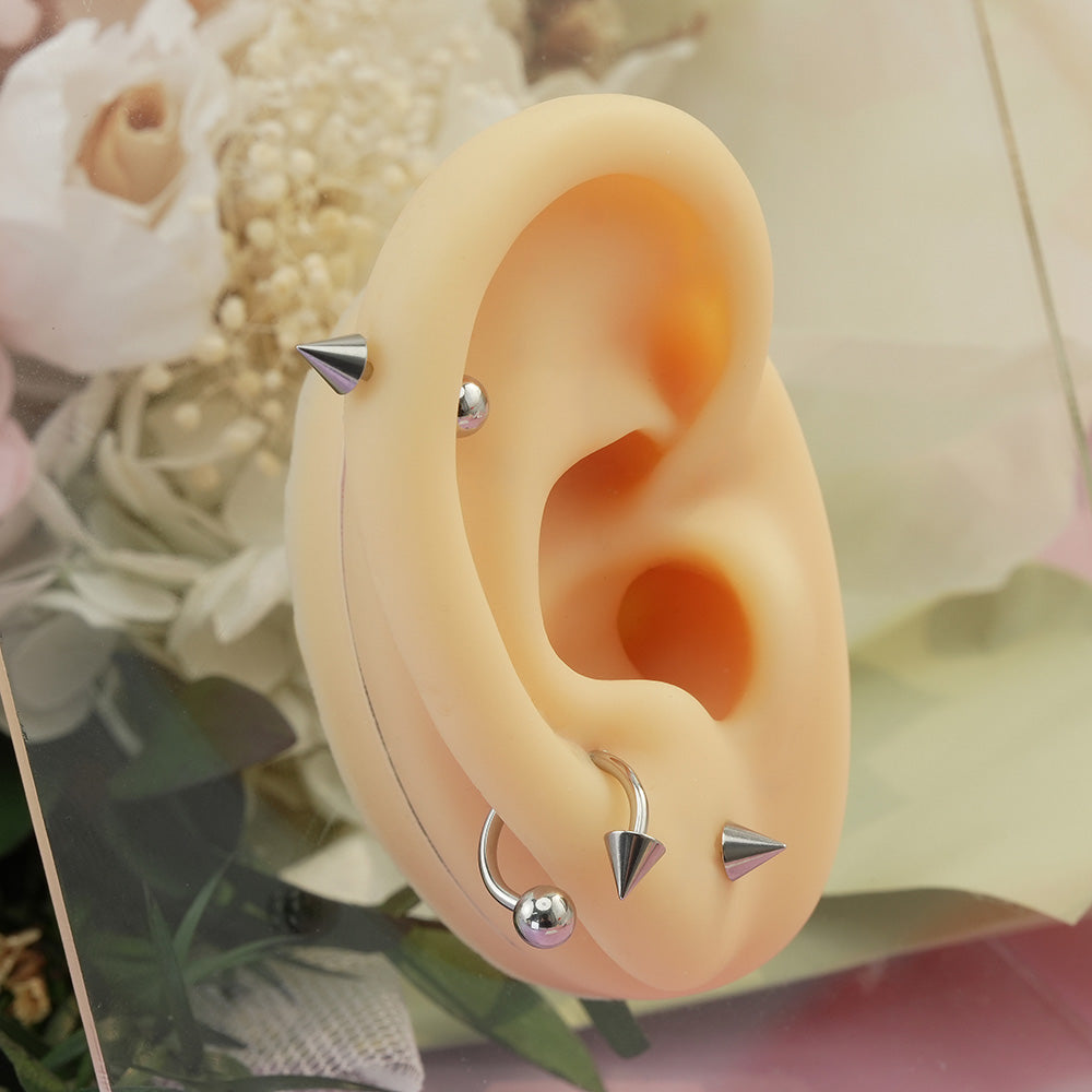 [全サージカル] スパイクバーベルピアス 16G ボール＆コーンバーベル ボディピアス キャッチ