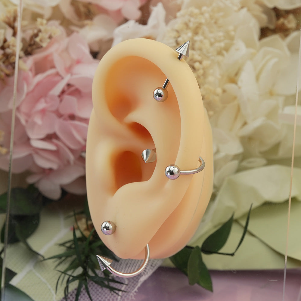 [全サージカル] スパイクバーベルピアス 16G ボール＆コーンバーベル ボディピアス キャッチ