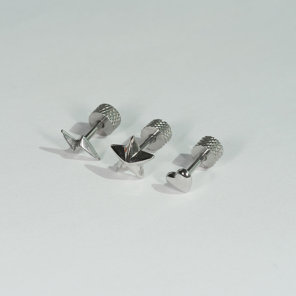 [3本set]フラットグリップキャッチ 16G つけやすいサージカルステンレス製パーツ