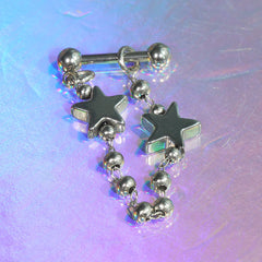 [全サージカル] ダブルスター チェーン ボディピアス（シングル／2連タイプ) 16G ボディピアス
