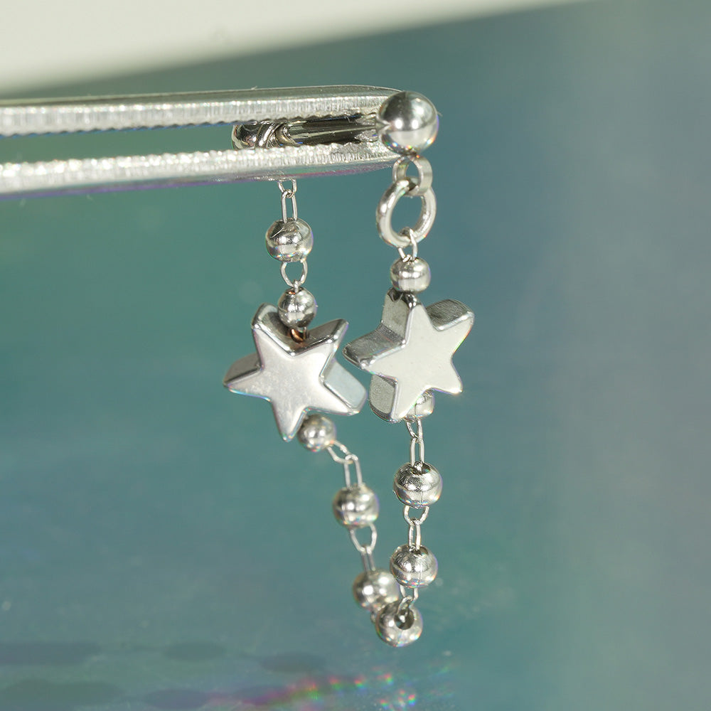 [全サージカル] ダブルスター チェーン ボディピアス（シングル／2連タイプ) 16G ボディピアス