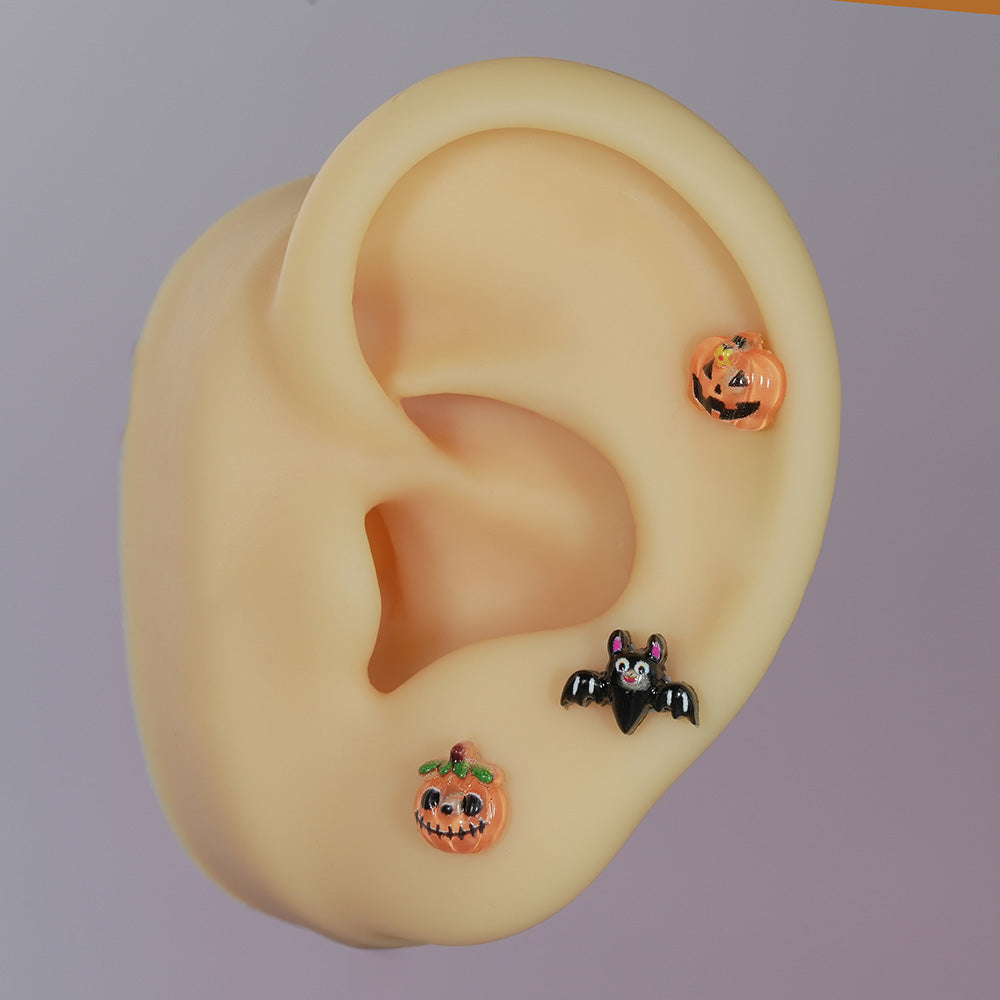 [サージカル]ハロウィンピアス (3Type) 16G ユーレイカボチャ ランタンカボチャ コウモリ