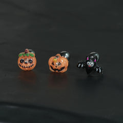 [サージカル]ハロウィンピアス (3Type) 16G ユーレイカボチャ ランタンカボチャ コウモリ