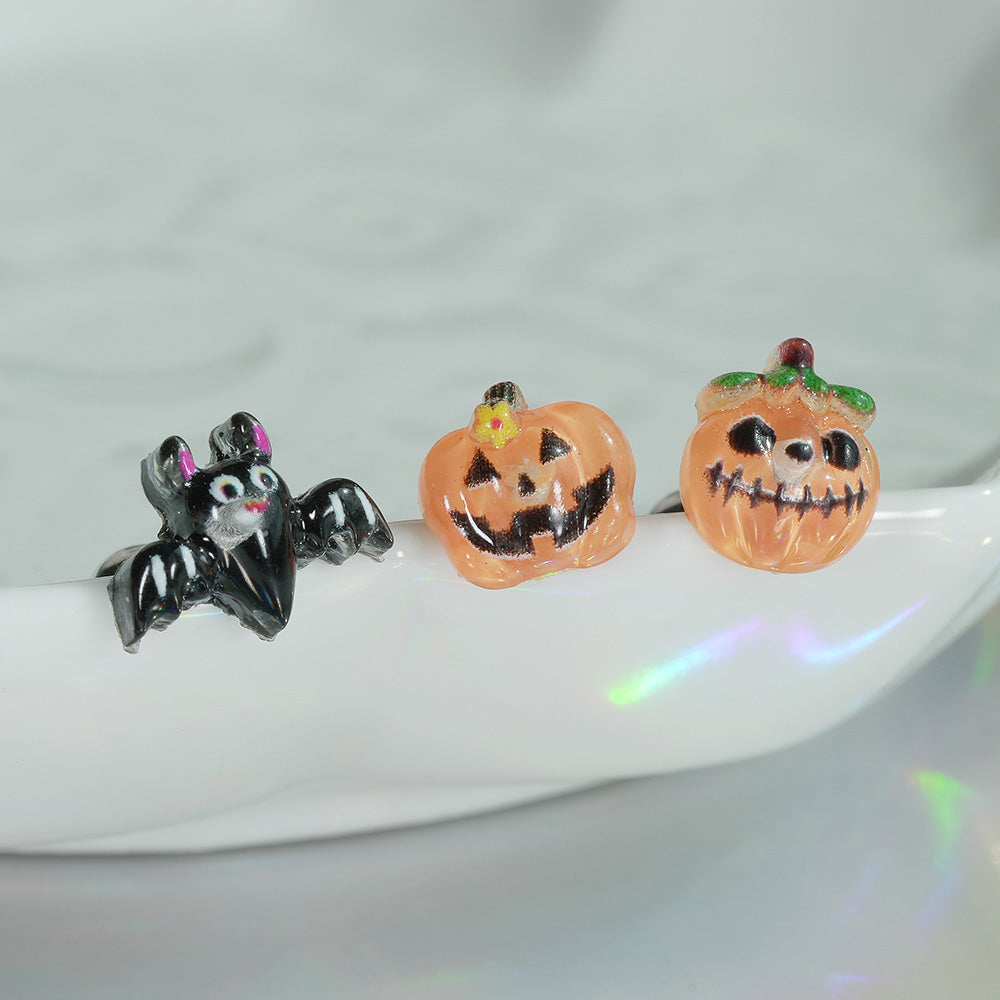 [サージカル]ハロウィンピアス (3Type) 16G ユーレイカボチャ ランタンカボチャ コウモリ