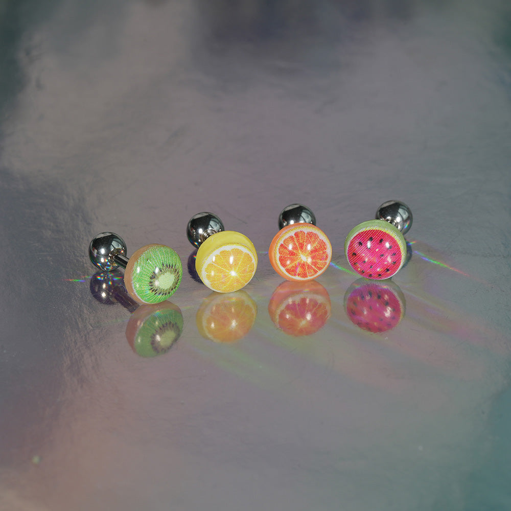 [サージカル]ジューシーフルーツ ピアス (4Type) 16G 果汁 キウイ／レモン／オレンジ／スイカ
