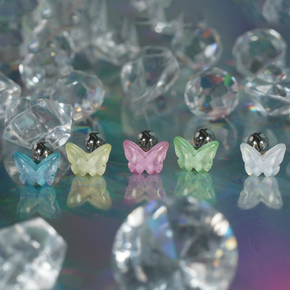 [Surgical] Simple Cubic Butterfly (4 Types) 16G/14G Body Piercing Collection Back Piercing Cartilage Piercing 