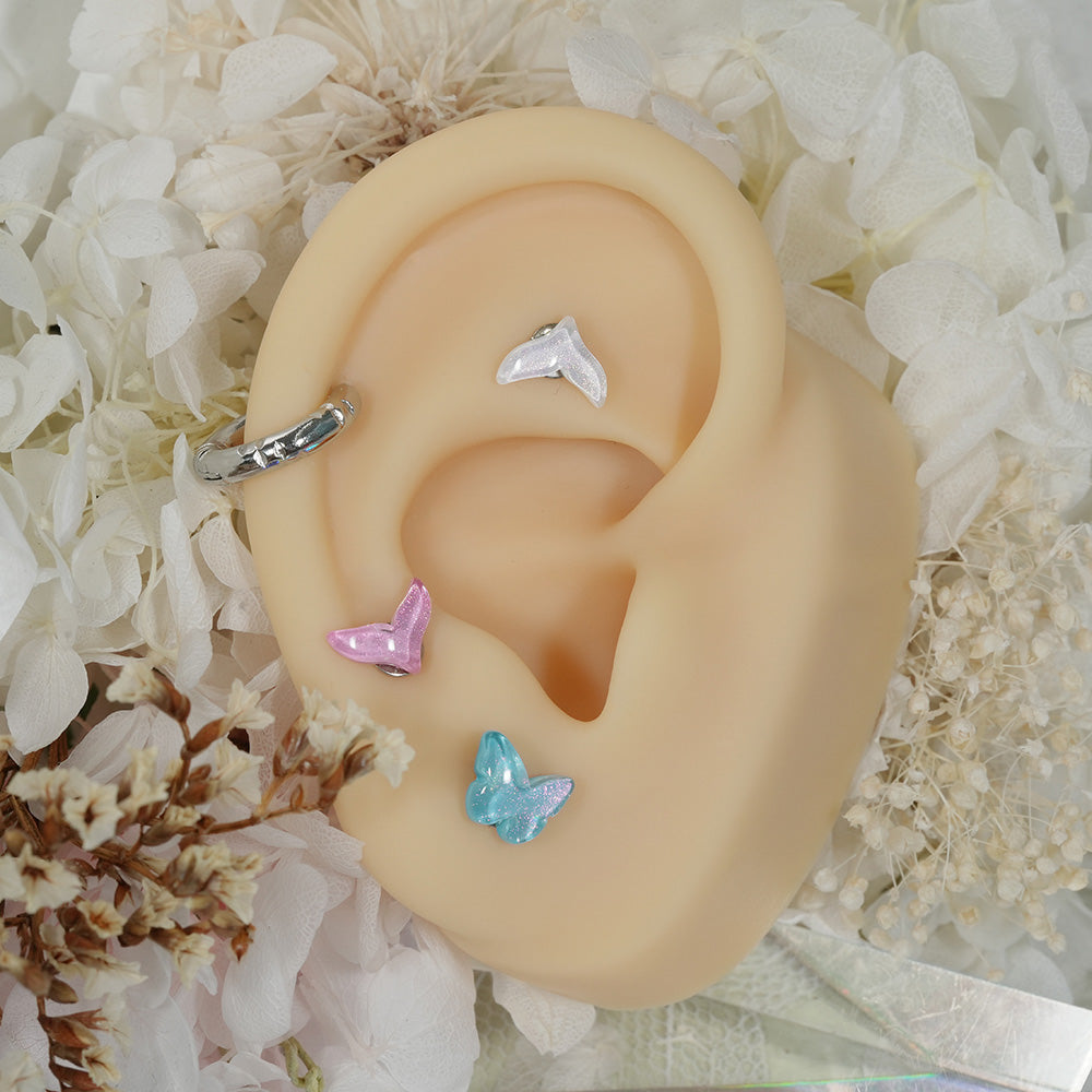 [Surgical] Simple Cubic Butterfly (4 Types) 16G/14G Body Piercing Collection Back Piercing Cartilage Piercing 
