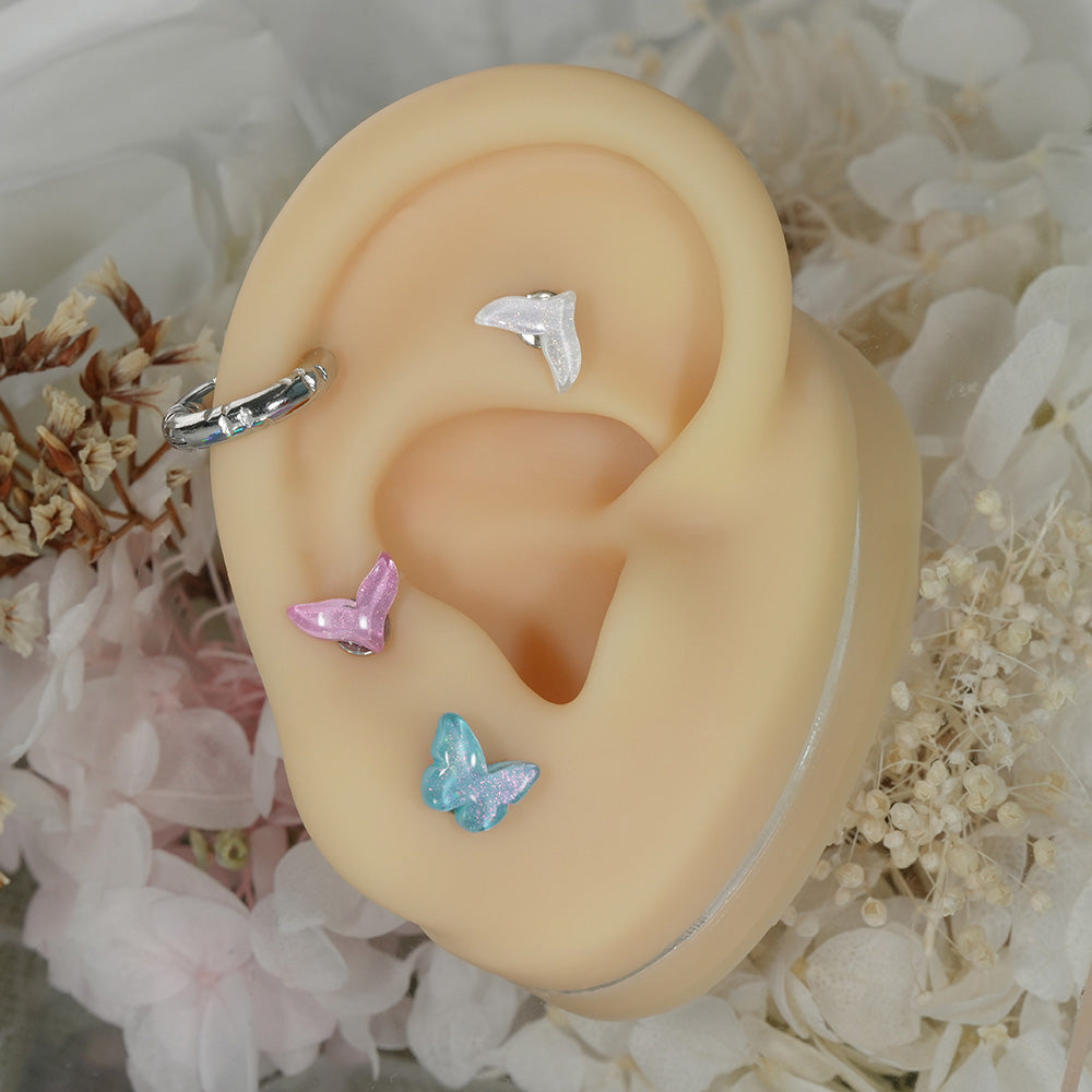 [Surgical] Simple Cubic Butterfly (4 Types) 16G/14G Body Piercing Collection Back Piercing Cartilage Piercing 